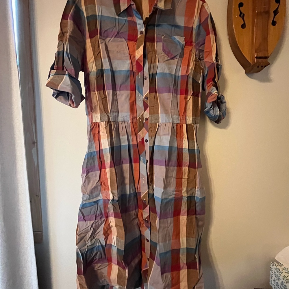 Pendleton Blue and Brown Plaid Shirt Dress